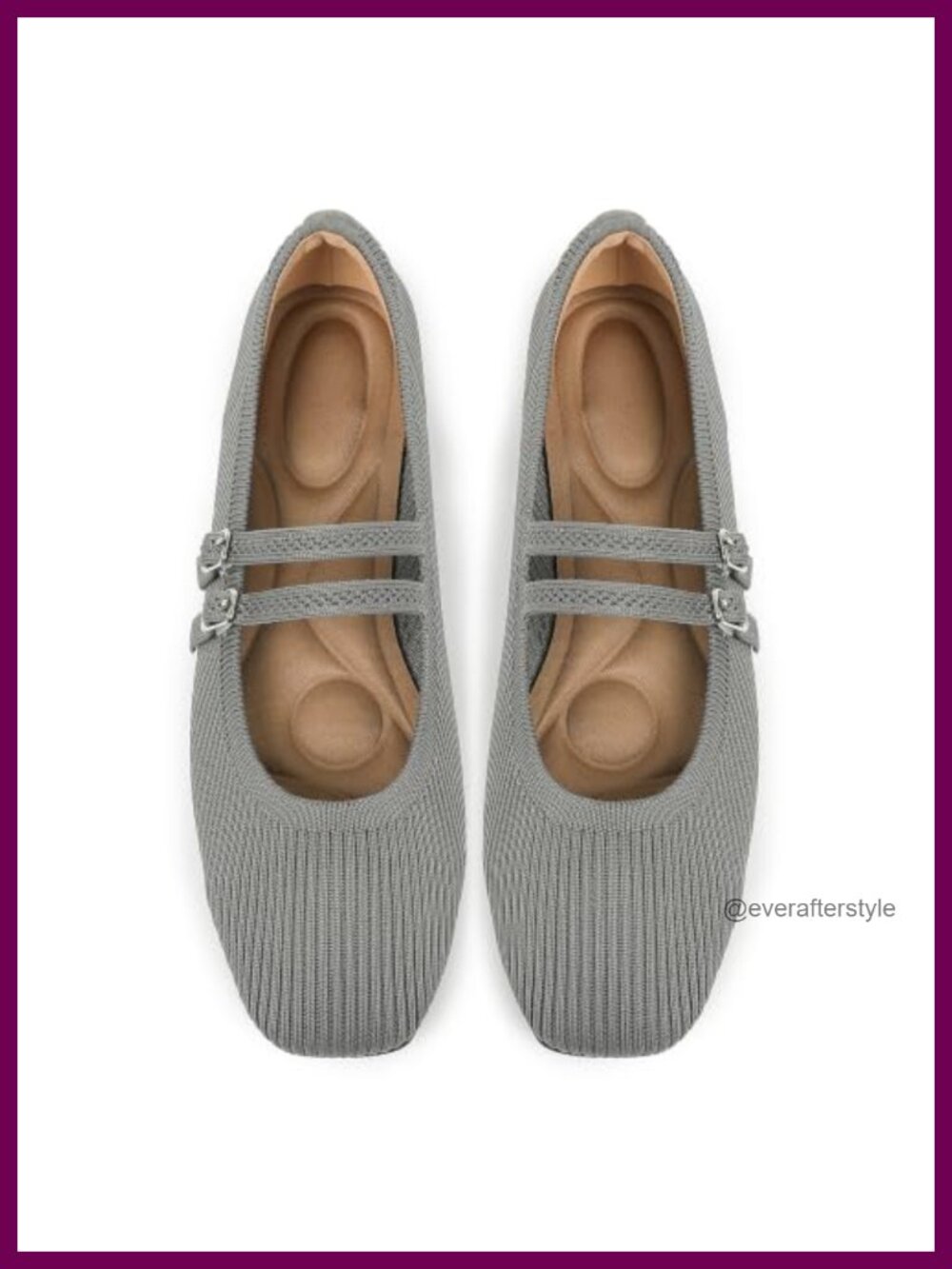 Knit Mary Jane Flats Square Toe Buckle Strap Slip On Comfortable Office Shoes